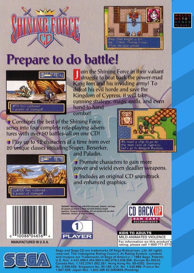 Shining Force Cd Custom Reproduction Sega Cd Game Shining Force Cd Custom Reproduction Sega Cd Game