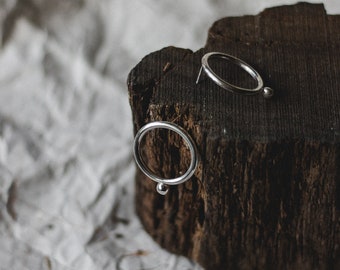 Silver hoop earrings with bubble