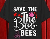 Save The Boo Bees T-Shirt, Halloween Themed T-shirt, Breast Cancer Survivor T-Shirt, Pink Ribbon, Cancer Warrior, Breast Cancer Support