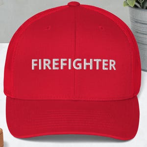 Firefighter Retro Trucker Cap, Firehouse Gear, Fire Department Gift, Fireman Hat, Firewoman Hat, First Responder Cap, Firefighter Apparel