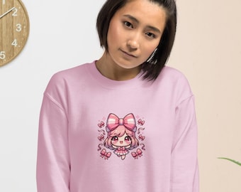Coquette Pink Bow Aesthetic Sweatshirt, Soft Girl Aesthetic, Coquette Clothing, Coquette Sweatshirt, Girly Girl Sweatshirt, Coquette Tops