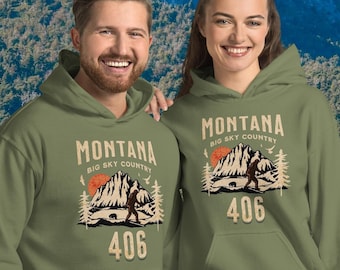 406 Hoodie, Montana Hoodie, Big Sky Country Hoodie, Montana Gift, Montana Lover, Montana Big Foot Sasquatch, Montana Yeti, Montana Outdoors