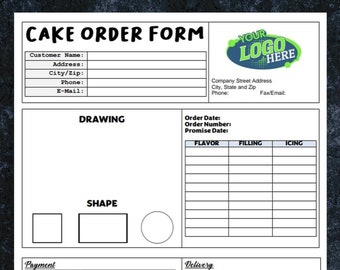 Professional Cake Order Form Digital Download, Editable Cake Order Form Template, Editable Microsoft Word Cake Order Form, Small Business