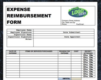 Professional Expense Report Form Digital Download, Editable Expense Report Template, 1 Page Microsoft Word Employee Reimbursement Expenses