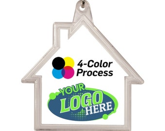 Bulk Custom Printed Logo Keychains, Full Color Printing on House Keychains, Custom Logo Merchandise, Custom Logo Printed Acrylic Keychains