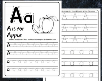 Printable Handwriting Worksheets, Alphabet Writing Practice, ABC Letter Tracing, Toddler, Preschool, Pre-K, Kindergarten, Homeschool, Trace