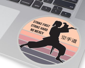 Cobra Kai Dojo Strike First Strike Hard No Mercy, Retro 80s and 90s Vintage Movie Sticker, Cobra Kai Gift Idea, All Valley Tournament, Kobra