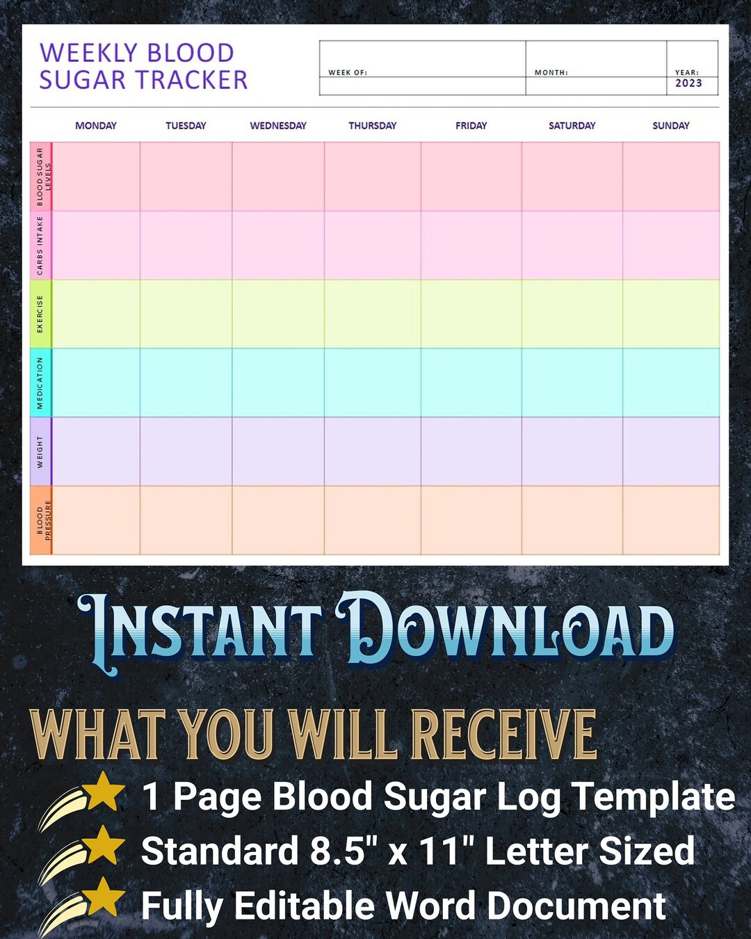 Free Printable Blood Sugar Log Editable