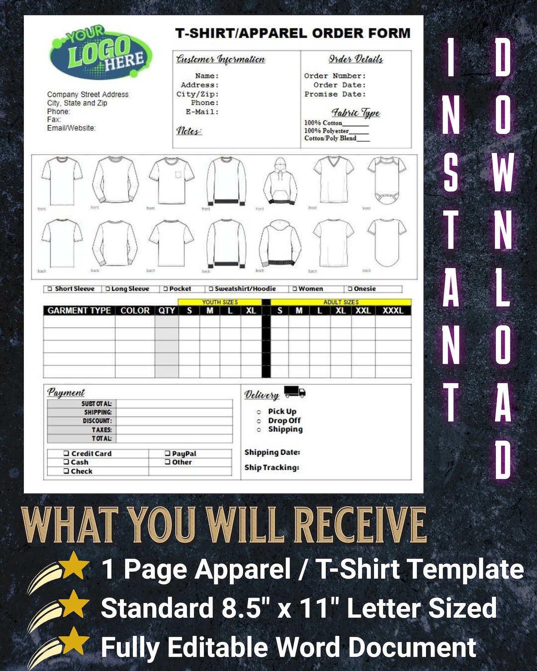 professional-apparel-t-shirt-order-form-digital-download-editable-apparel-t-shirt-order-template-microsoft-word-general-apparel-order-form-etsy