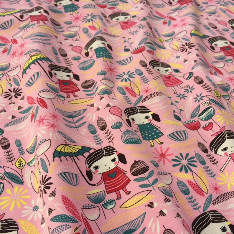 Jersey Fabric Little Girls Dream Flowers Children Kids Nursery Etsy 日本