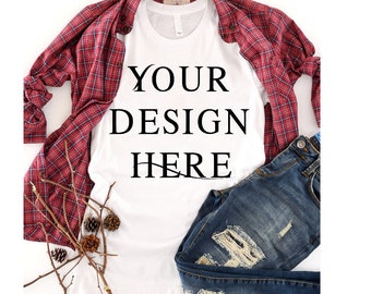 Download Free Bella + Canvas 3001 Unisex Short Sleeve Jersey T-Shirt mockup | fall mockup | autumn Mockups PSD Template