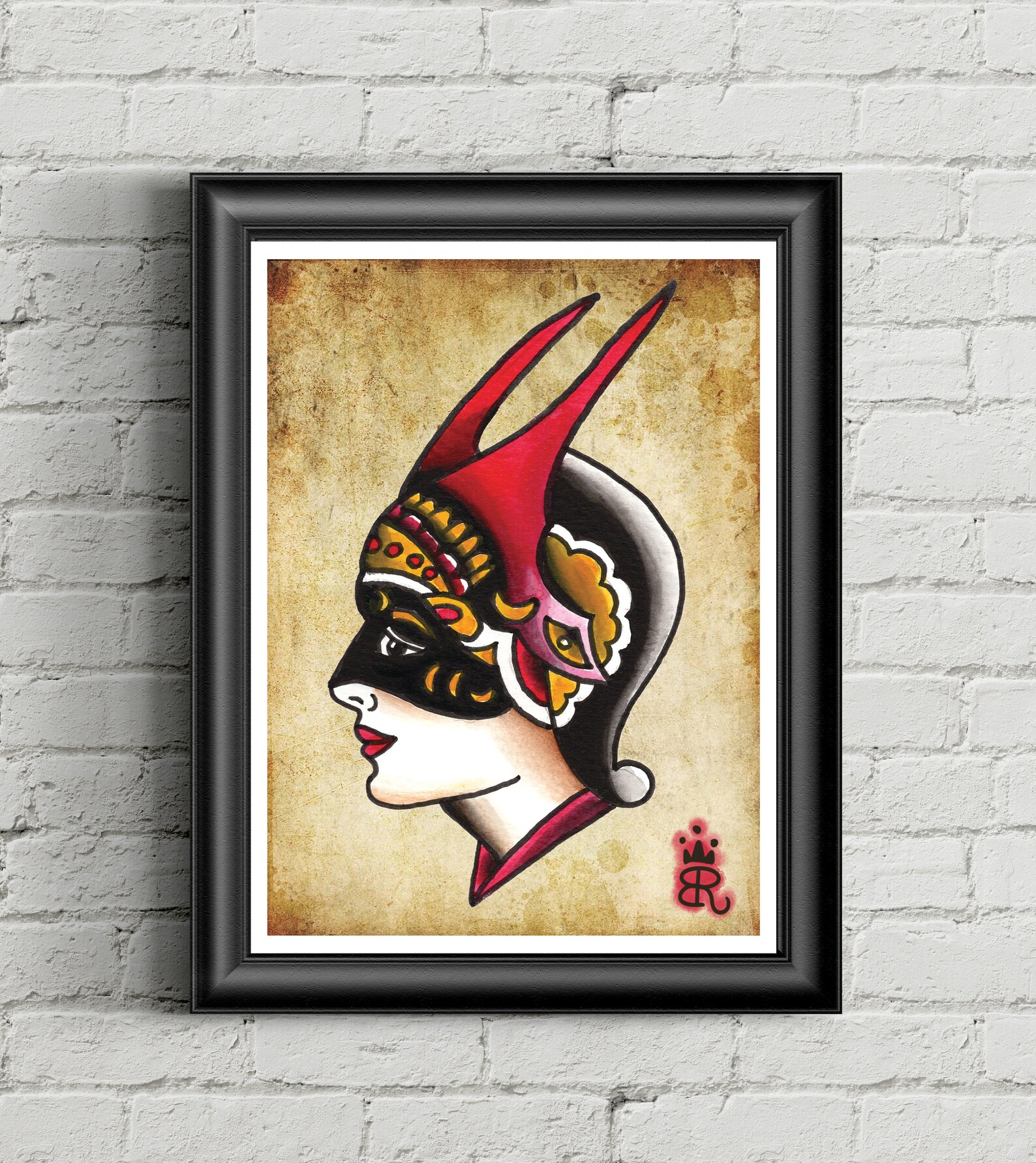 Masquerade Tattoo Lady Head Etsy