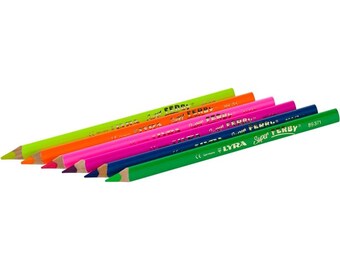Lyra Super Ferby Lacquered Neon Assortment 6 Pencils - Waldorf Homeschool Art Student Supplies