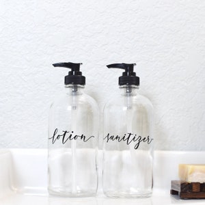 SET von zwei Seifenspender klar oder Bernstein Glasflaschen | Etsy