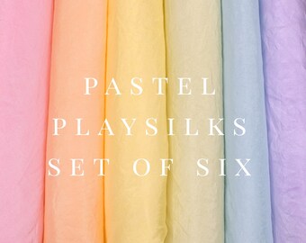 PASTEL Rainbow Playsilks Set of Six Newborn Gifts Baby Shower Gift Gifts for Toddler Gifts for Children Stocking Stuffers Gift for a baby