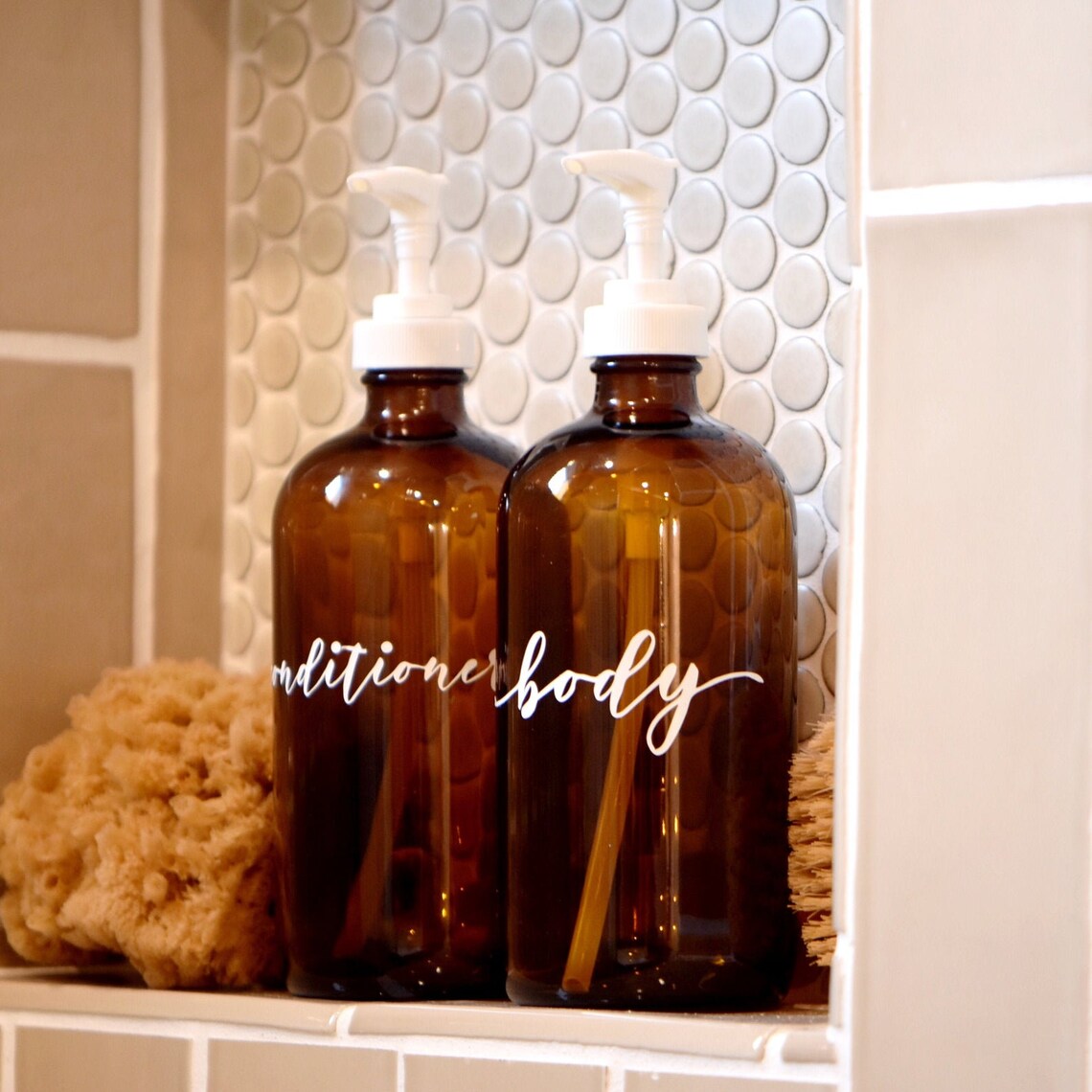 SET von zwei Seifenspender klar oder Bernstein Glasflaschen | Etsy