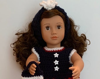 18" Doll Dress/Doll Clothes/Handmade/Crocheted/Hand Crocheted/4th of July