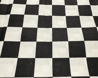 Black and White Checkered Cotton Fabric: 1-inch Squares, Sewing & Quilting