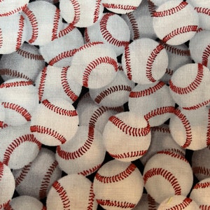 Fabric|Baseball Fabric|Baseballs Packed White Fabric|Sports Fabric|100% Cotton|21" by 45"