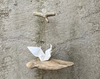 Campana de viento de madera flotante Swan Mina