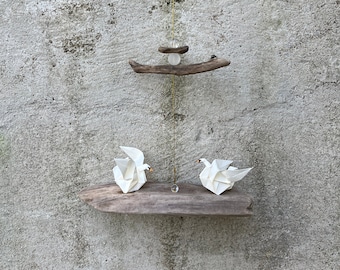 Campana de viento de madera flotante cisnes Sia & Flo