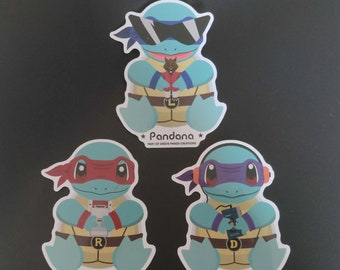 Jumbo TMNT Squirtle Leo, Don, Raph and Mikey mash up vinyl stickers