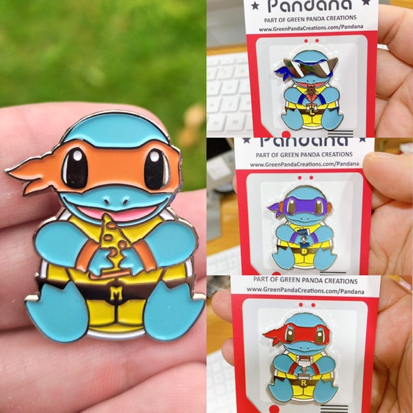 TMNT Squirtle soft enamel pin badge: Leo, Don, Raph, Mikey - by Pandana