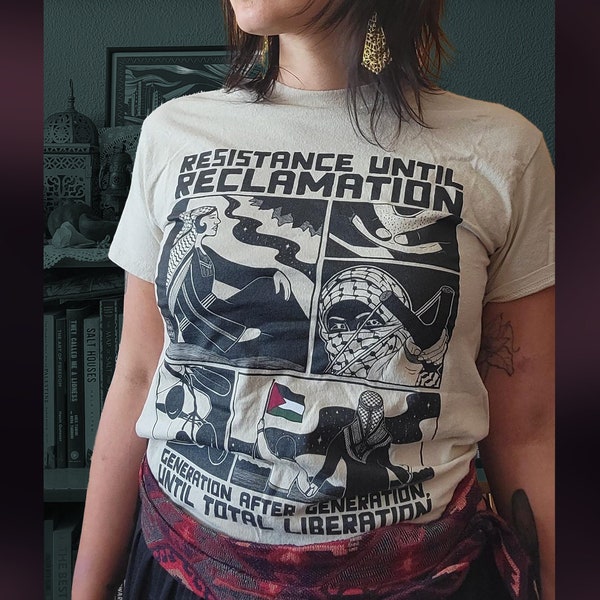 Widerstand bis zur Reclamation Shirt, Free Palestine Art, Befreiungskunst, palästinensisches Shirt, Palästina Kunst, Keffiyeh, Kuffiyeh