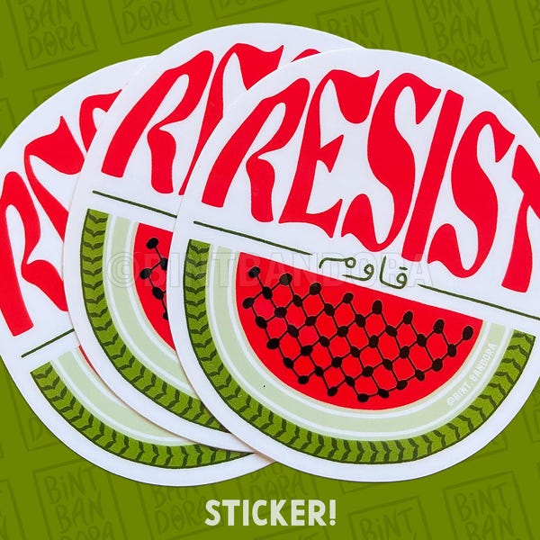 Watermelon Keffiyeh Resist Sticker: Free Palestine Art