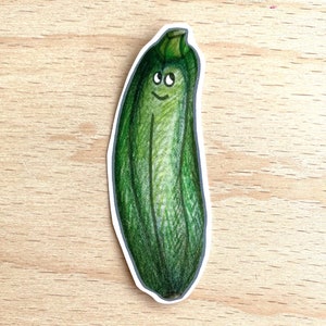 Happy zucchini sticker hand-drawn