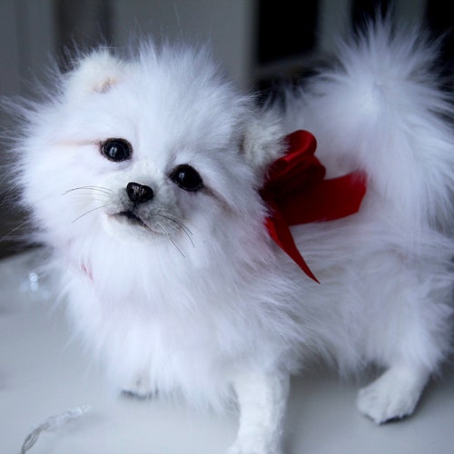 White Pomeranian Spitz Toy White Spitz Realistic Dog Spitz Etsy