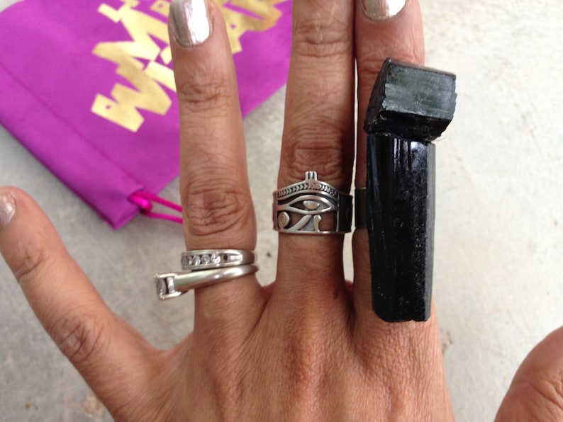 Rough Black Tourmaline Mens Ring Womens Ring Black Tourmaline Ring Schorl Tourmaline and Bronze Ring Raw Black Tourmaline Bronze Ring