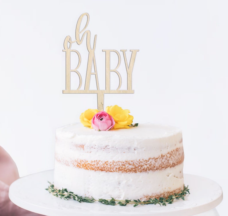 Download Baby Birthday Wooden Cake Topper Wooden Baby Shower Cake Topper Decoration Oh Baby Cake Topper Home Living Kitchen Decor