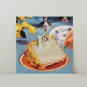 Sweet Dreams -  Retro Inspired Surrealist Cake Collage Square 20x20cm Print