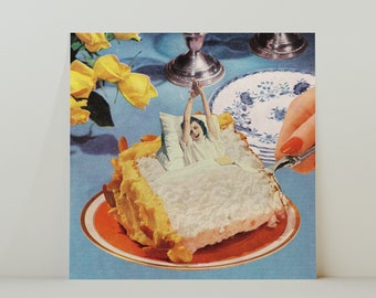 Sweet Dreams -  Retro Inspired Surrealist Cake Collage Square 20x20cm Print