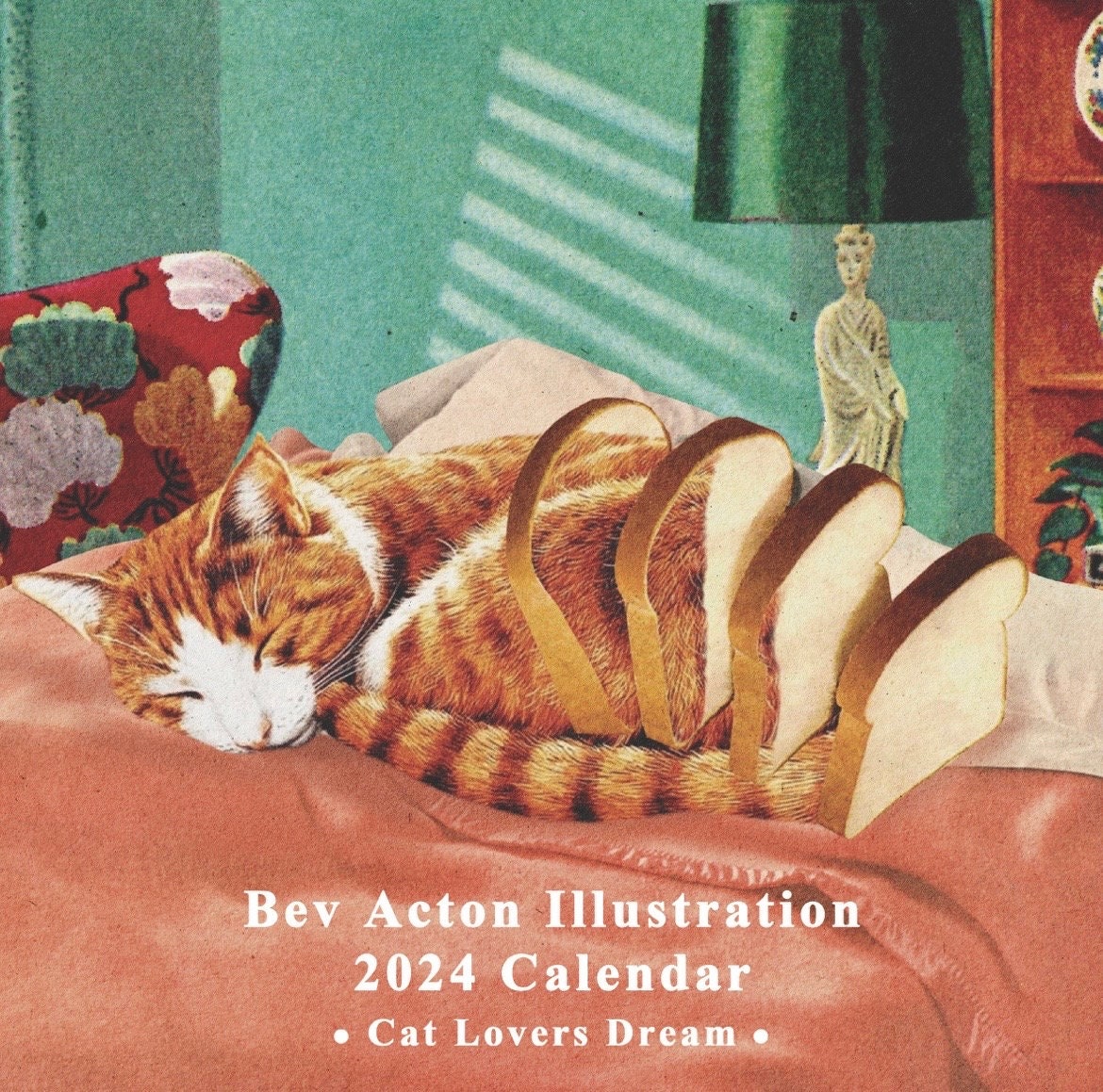 The Illustrated Cat | 2024 Wall Calendar | 12x24 Inch | Marble City Press