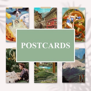 Porträt A6 Vertikale Postkarten Weltraum Surrealismus Vintage Themen