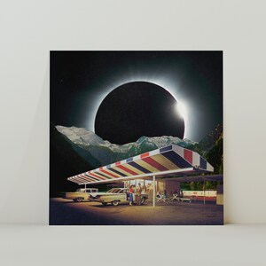 Eclipse Diner - Retro Inspired Surrealist Space Collage Square 20x20cm Print