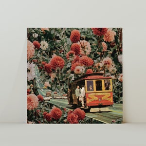 Overwhelmed - Retro Inspired Surrealist Floral Collage Square 20x20cm Print