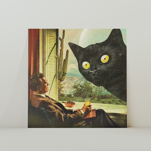 Did someone say dinner?  - Retro Inspired Surrealist Collage Square 20x20cm Print