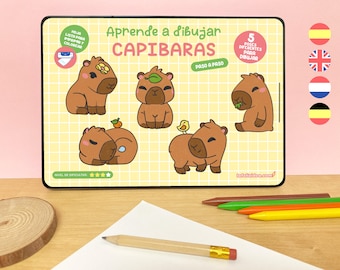 Como desenhar CAPYBARS, Guia de desenho, Aprenda a desenhar, curso de desenho, desenho para crianças, aulas de desenho, tutorial de desenho