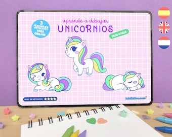 Cómo dibujar unicornios, Guía para dibujar, aprende a dibujar, curso de dibujo, dibujo para niños, lecciones dibujo infantil, tutorial