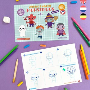 How to draw KAWAII MONSTERS, Drawing guide, Learn to draw witches, Drawing course, Drawing for children, Drawing lessons, Drawing Tutorial