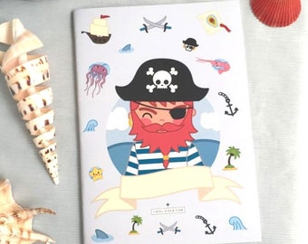 Libreta infantil, infantil cuaderno, libreta pirata, pirata Barbarroja, cuaderno pirata, cuaderno infantil, libreta personalizada, libreta