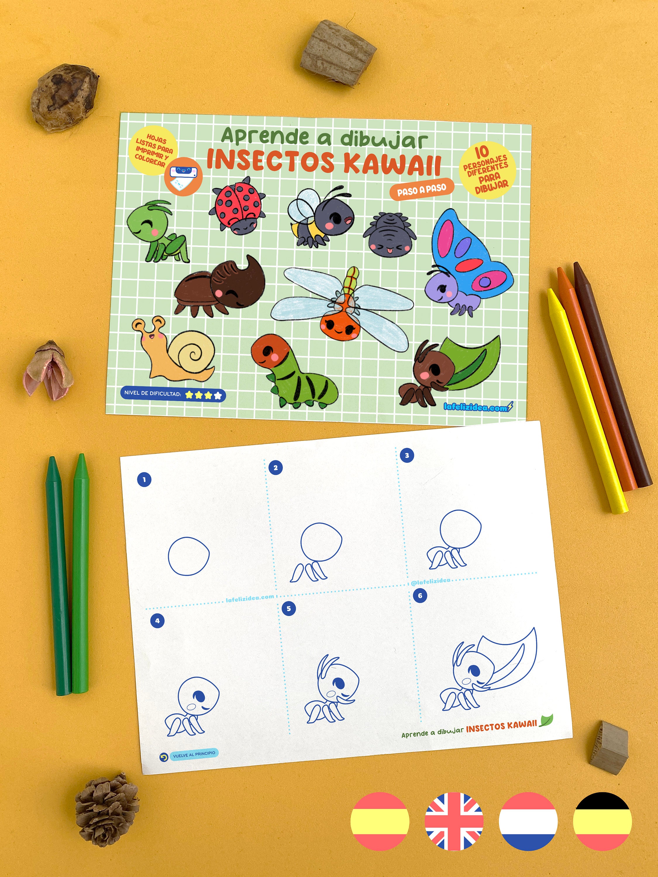 Tutorial Insects How to Draw KAWAII INSECTS, Drawing Guide, Learn to Draw, Drawing ...