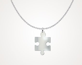 His or Her Silver Puzzle Piece Right Side Unisex