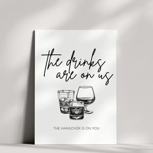 Drinks On Us-huwelijksbord: grappig bardecor (digitale download)