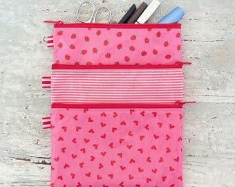 Small cosmetic bag/makeup bag/bag organizer/document bag made of oilcloth, PINK/RED