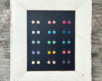 Minimalist enamel earrings / dangle earrings / brass / in many beautiful colors Ø12mm / gift for girlfriend