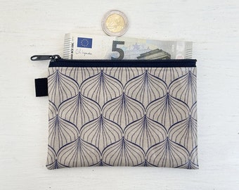 Small gifts for her: Mini wallet - purse - coin pouch - pillbox. Waxed canvas bag with zipper.